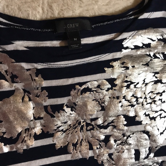 J. Crew Striped Metallic Floral Sailor T-Shirt - Picture 4 of 7